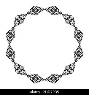 Décoration orientale circulaire.Motif circulaire d'éléments orientaux abstraits.Noir et blanc.Vecteur.Pour les invitations, tatouages, marqueterie, céramique Illustration de Vecteur