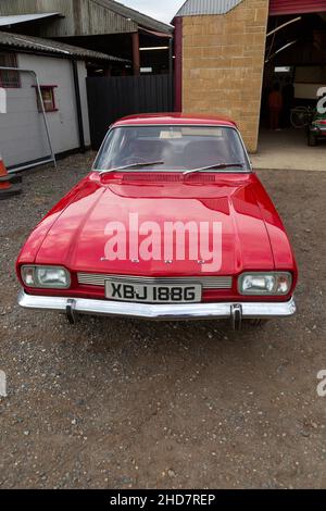 Voiture Ford Capri MK1 1300 exposée aux enchères Clarke et Simpson, Campea Ashe, Suffolk, Angleterre, Royaume-Uni Banque D'Images