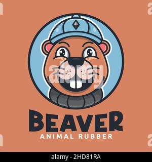 CUTE BEAVER CONVIENT POUR LE LOGO DE MASCOTTE, ICÔNE, AUTOCOLLANT ET IMPRIMÉ Illustration de Vecteur