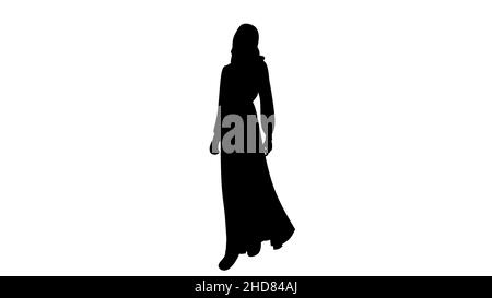 Silhouette noire d'une femme musulmane hijabi debout. Ce motif vectoriel est parfait pour les marques hijab. Illustration de Vecteur