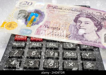 gros plan sur la livre sterling sur la calculatrice Banque D'Images