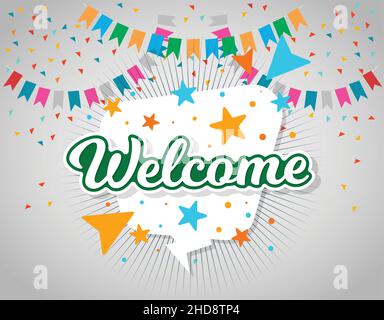 Bannière typographique de bienvenue. Carte, carte postale, bannière.Illustration vectorielle de bienvenue Celebration Illustration de Vecteur