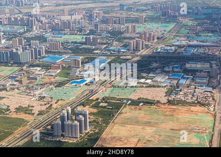 Vue aérienne de Xianyang, ville à l'ouest de Xi'an, Chine Banque D'Images
