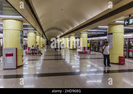 BEIJING, CHINE - 28 AOÛT 2018 : intérieur de la station de métro de Beijing, Chine Banque D'Images