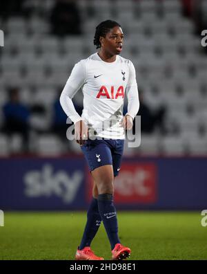 Stevenage, Royaume-Uni.16th décembre 2021.Jaden Williams de Spurs U18 lors de la troisième manche de la coupe de la jeunesse FA entre Tottenham Hotspur U18 et Ipswich Town U18 au stade Lamex, Stevenage, Angleterre, le 16 décembre 2021.Photo d'Andy Rowland.Crédit : Prime Media Images/Alamy Live News Banque D'Images