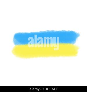 Drapeau de l'Ukraine - style aquarelle. Couleurs nationales de l'Ukraine - drapeau aquarelle créatif sur fond jaune Banque D'Images
