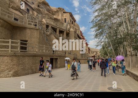 DUNHUANG, CHINE - 20 AOÛT 2018 : Grottes de Mogao près de Dunhuang, province de Gansu Chine Banque D'Images
