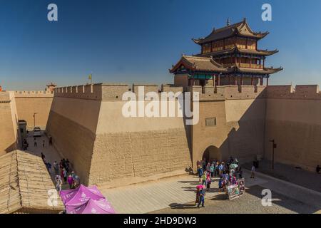 JIAYUGUAN, CHINE - 22 AOÛT 2018 : Tour du fort de Jiayuguan, province de Gansu Chine Banque D'Images