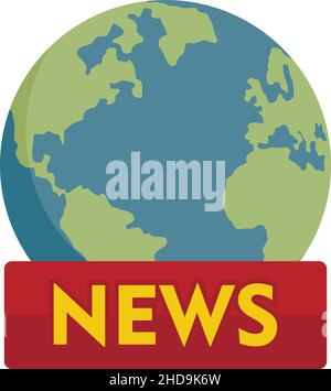 Icône Actualités globales TV.Illustration plate de l'icône de vecteur de nouvelles global tv isolée sur fond blanc Illustration de Vecteur