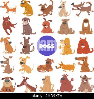 Illustration de dessins animés de chiens et chiots personnages animaux grand ensemble Illustration de Vecteur