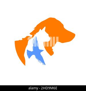 Chat et chien multicolore .Logo de la boutique d'animaux.Illustration vectorielle Illustration de Vecteur