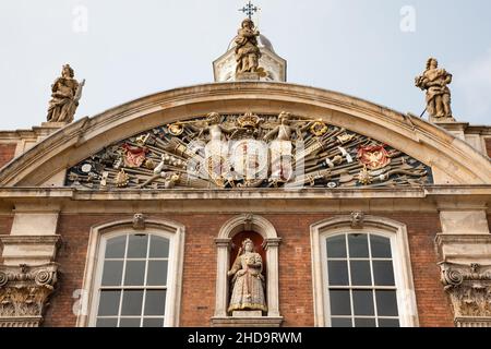 Worcester, Worcestershire, Angleterre, Grande-Bretagne, Sep16th 2014,Magnifique détail sculpté dans le hall de la guilde. Banque D'Images