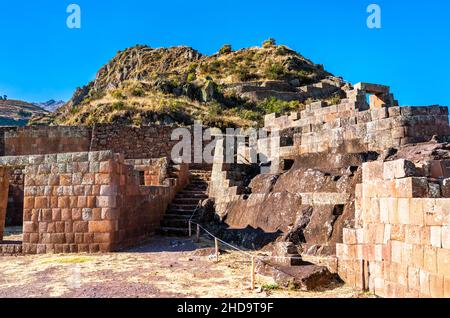 Ruines d'Inca à Pisac au Pérou Banque D'Images