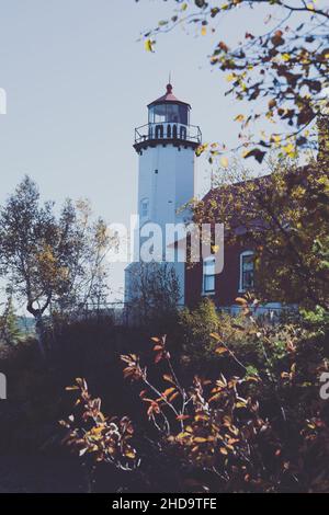 Phare d'Eagle Harbor sur le lac supérieur au Michigan Banque D'Images