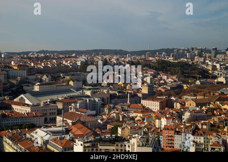 Quartier de Bairro Alto à Lisbonne vu du château de São Jorge Banque D'Images