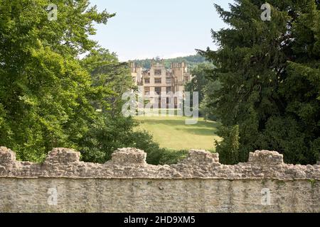 Château de Sherborne depuis les murs de l'ancien château Banque D'Images