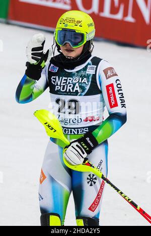 Zagreb, Croatie, le 4th janvier 2022.Neja Dvornik de Slovénie lors de la coupe du monde de ski Audi FIS Snow Queen Trophée - Slalom féminin à Zagreb.04 janvier 2022.Crédit : Nikola Krstic/Alay Banque D'Images