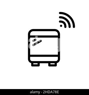 Icône d'art de ligne minimaliste de bus intelligent.Pixel parfait, contour modifiable Illustration de Vecteur