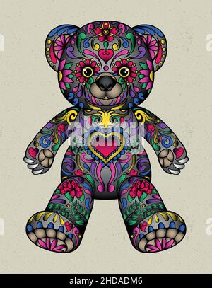 ours en peluche décoratif Illustration de Vecteur