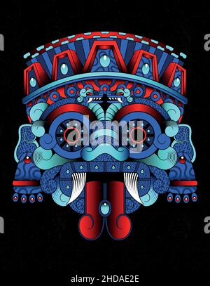 masque de tlaloc dieu de la pluie axtec Illustration de Vecteur