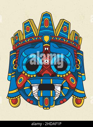 masque tlaloc de dieu mexicain Illustration de Vecteur