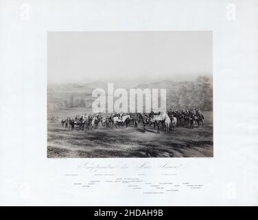 Lithographie d'époque du quartier général de l'armée de Maas.1870 l'armée allemande des Maas était une unité allemande majeure dans la guerre franco-prussienne, qui, en outre Banque D'Images