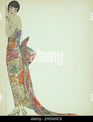 Illustration de la mode française vintage.Le Pouf.Robe de soirée.1924 Banque D'Images