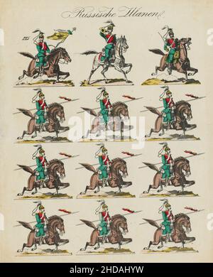 Illustrations allemandes vintage de l'Armée impériale russe : uhlans russes.1860 Banque D'Images