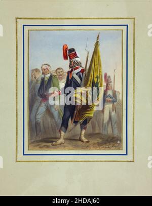 Lithographie de couleur vintage de la Révolution française : pays-Bas, 1795 1837, par Jacques-François Llanta (1807-1864) Banque D'Images