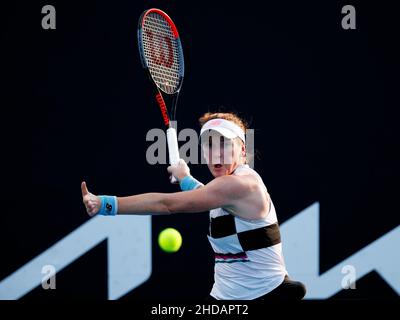 MADISON BRENGLE (Etats-Unis) en action lors de l'été 2022 de Melbourne, le mercredi 2022 janvier, Melbourne Park Banque D'Images