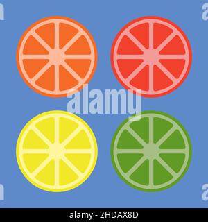 Agrumes de différentes couleurs icône vectorielle Illustration de Vecteur