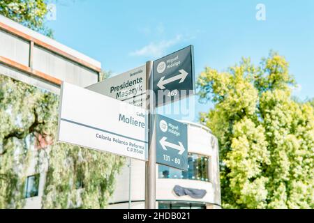 Panneaux de rue Avenida Presidente Masaryk et Molière à Polanco, Mexique Banque D'Images