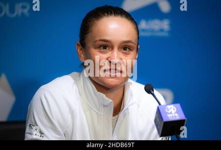 Ashleigh Barty, d'Australie, s'entretient avec les médias avant le tournoi de tennis international WTA 500 d'Adélaïde 2022 le 3 janvier 2022 au Memorial Drive tennis Centre d'Adélaïde, Australie - photo : Rob Prange/DPPI/LiveMedia Banque D'Images