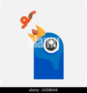 résumé tête d'oiseau manger un ver vecteur objet isolé sur un fond blanc Illustration de Vecteur