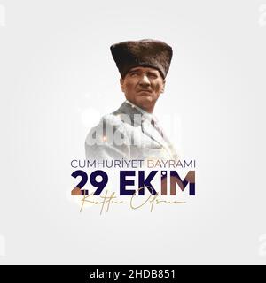 29 Ekim Cumhuriyet Bayram Kutlu Olsun.29 octobre Journée de la République de Turquie. Illustration de Vecteur