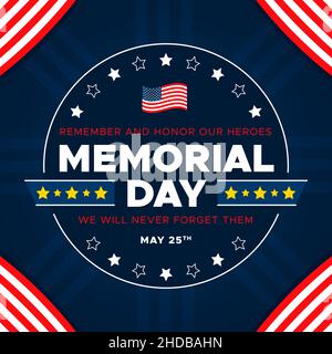 Memorial Day USA.Rappelez-vous et honorez.Vacances fédérales aux États-Unis. Illustration de Vecteur