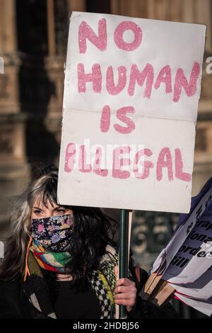 Projet de loi sur la manifestation contre la nationalité et les frontières à Westminster, Londres, Royaume-Uni. Banque D'Images