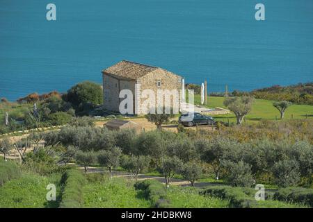 Haus am Meer nahe Scopello, Sizilien, Italien Banque D'Images