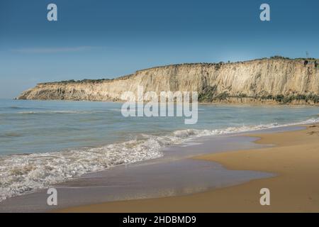 Strand von Eraclea Minoa, Kalkfelsen, Sizilien, Italien Banque D'Images