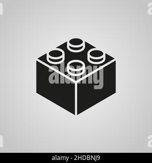 Icône vectorielle noire d'un bloc de construction de jouets Illustration de Vecteur