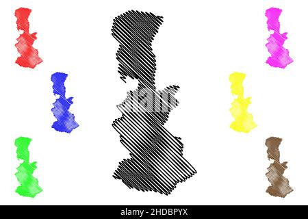 District de Sikkim du Sud (État de Sikkim, République de l'Inde) carte illustration vectorielle, scribble esquisse carte de Sikkim du Sud Illustration de Vecteur