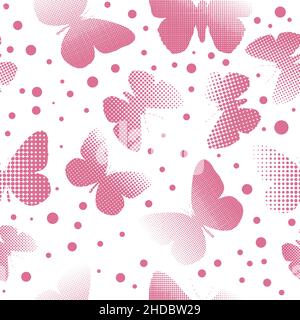 Arrière-plan sans couture, papillons roses à partir de points.Illustration vectorielle Illustration de Vecteur