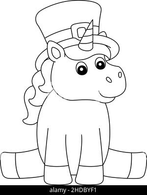 Page de coloriage de la licorne Saint-Patrick pour les enfants Illustration de Vecteur