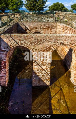 Thermes, site d'excavation, ville romaine d'Aleria, Corse, Aleria, Corse, France,Europe Banque D'Images