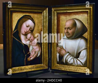 Diptych avec la Vierge et l'enfant et le donneur Willem van Bibaut 1525-1530 Maître de la légende de la Madeleine entre 1480 et 1537 Belge, Belgique, Flamand, Banque D'Images