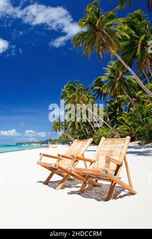 Boracay, Phillippinen, Insel, Strand, Palmen, Banque D'Images