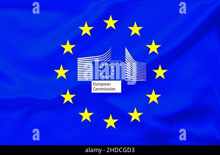 Europa, Fahne, Flagge, eu-Fahne, logo,Commission européenne, Europaeische, Kommission, LOGO, Banque D'Images