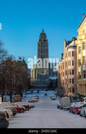 Kallion kirkko ou église Kallio la veille de Noël à Helsinki, Finlande Banque D'Images