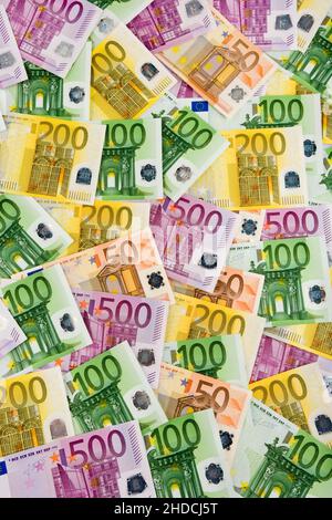 Quelques Euro-Banknoten, 100er, er 200, 500er, Banque D'Images