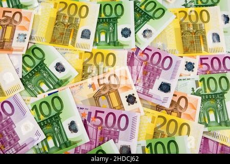 Quelques Euro-Banknoten, 100er, er 200, 500er, Banque D'Images